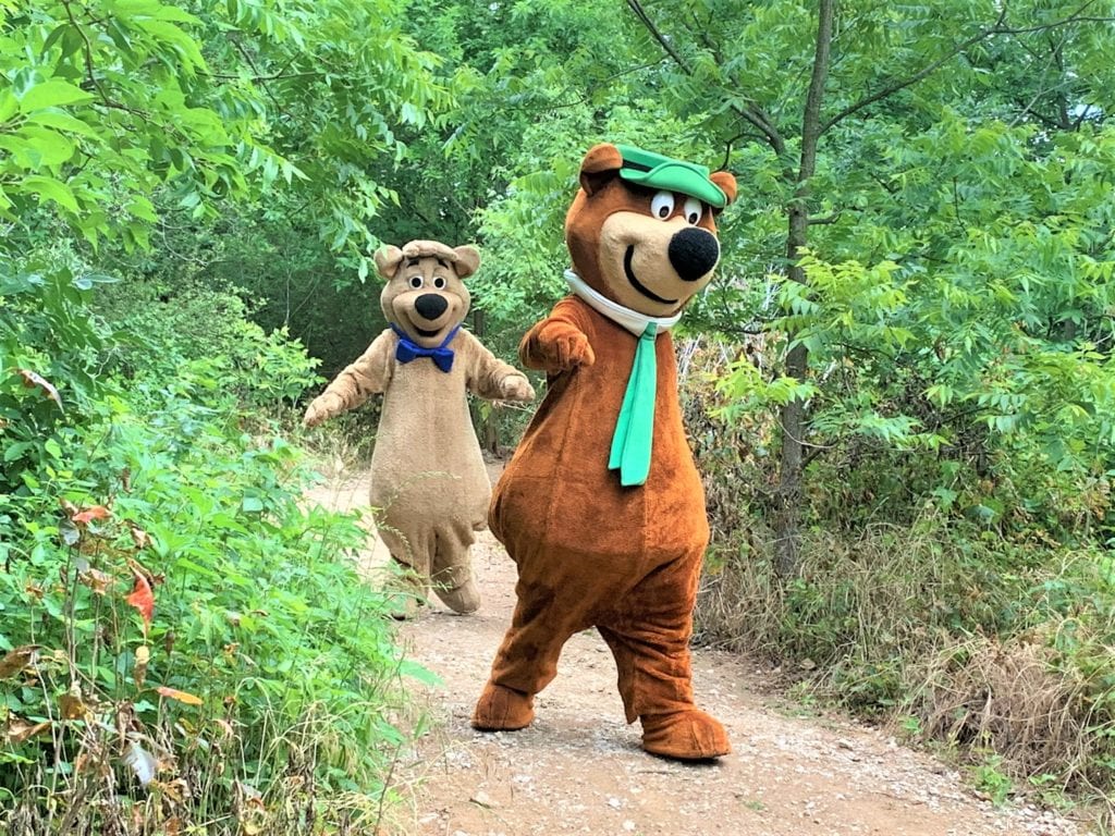 Yogi Bear and Boo Boo hiking on the Nature Trail